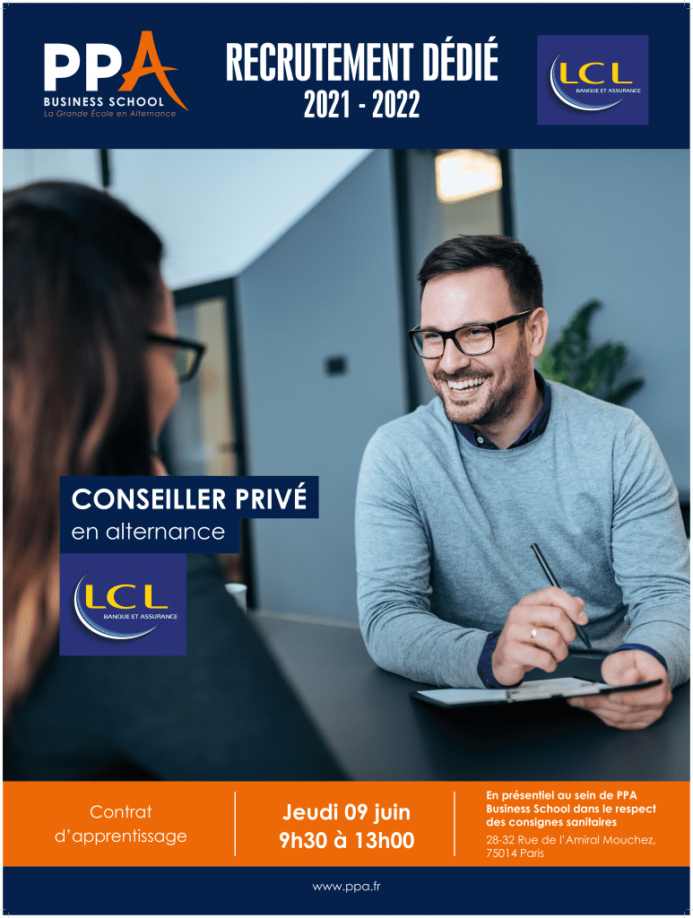 Affiche événement de recrutement LCL avec PPA business school